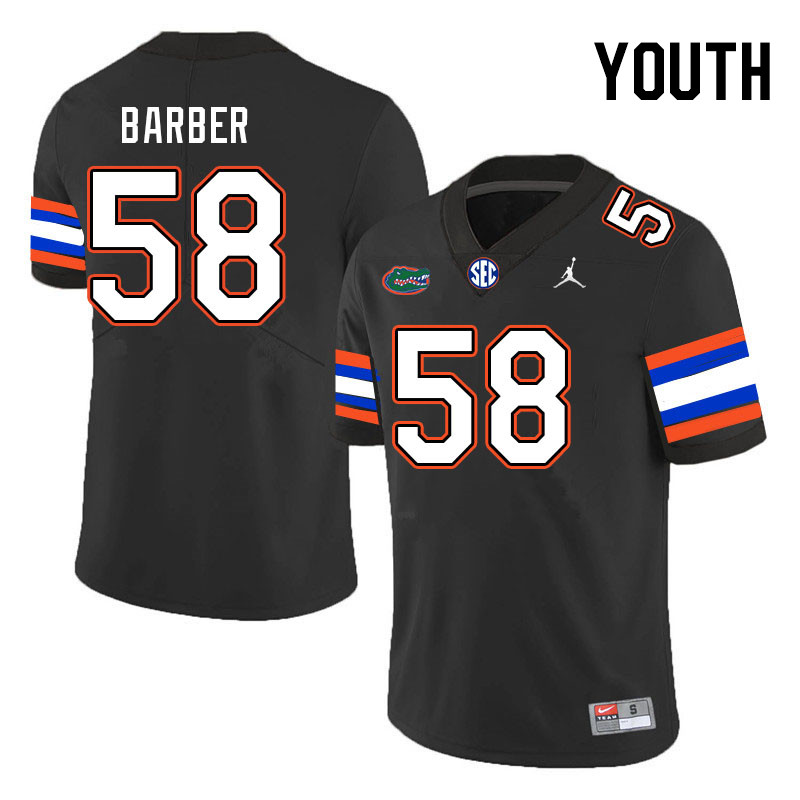 Youth #58 Austin Barber Florida Gators College Football Jerseys Stitched-Black